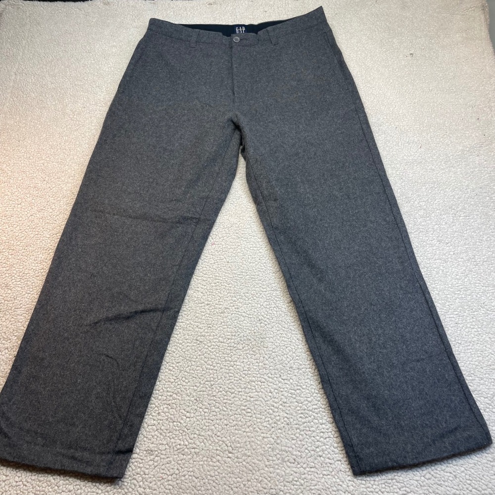 Gap Trousers Men 35x30 Grey Wool Blend Flat Front Straight Leg‎ Business Casual